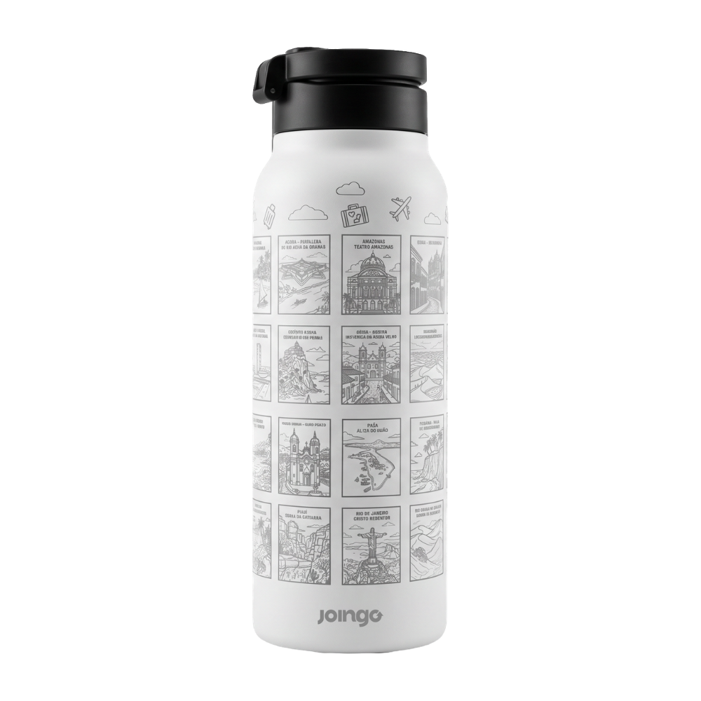 Garrafa Térmica JOINGO PRO 750ml (Explore 🇧🇷) + Cartela de Adesivos