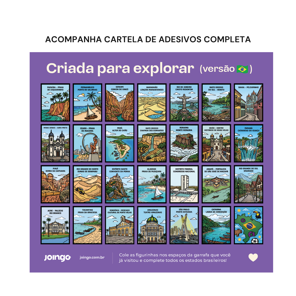 JOINGO PRO 750ml (Explore 🇧🇷) + Cartela de Adesivos